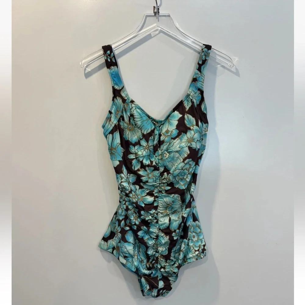 Maxine of Hollywood Floral Shirred One Piece Swimsuit Womens Size‎ 16 (616)